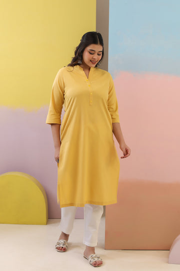 Yellow Straight Kurti