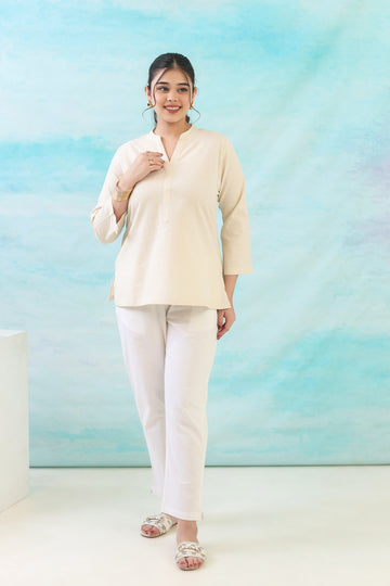 Natural Off White Short Kurti
