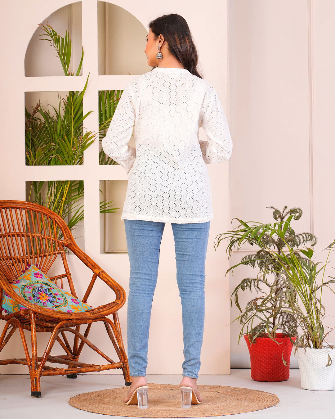 100% Cotton Schiffli Short Kurti - 100% Cotton Schiffli Short Kurti - 100% Cotton Schiffli Short Kurti - Palla Jaipur - Palla Jaipur - Palla Jaipur