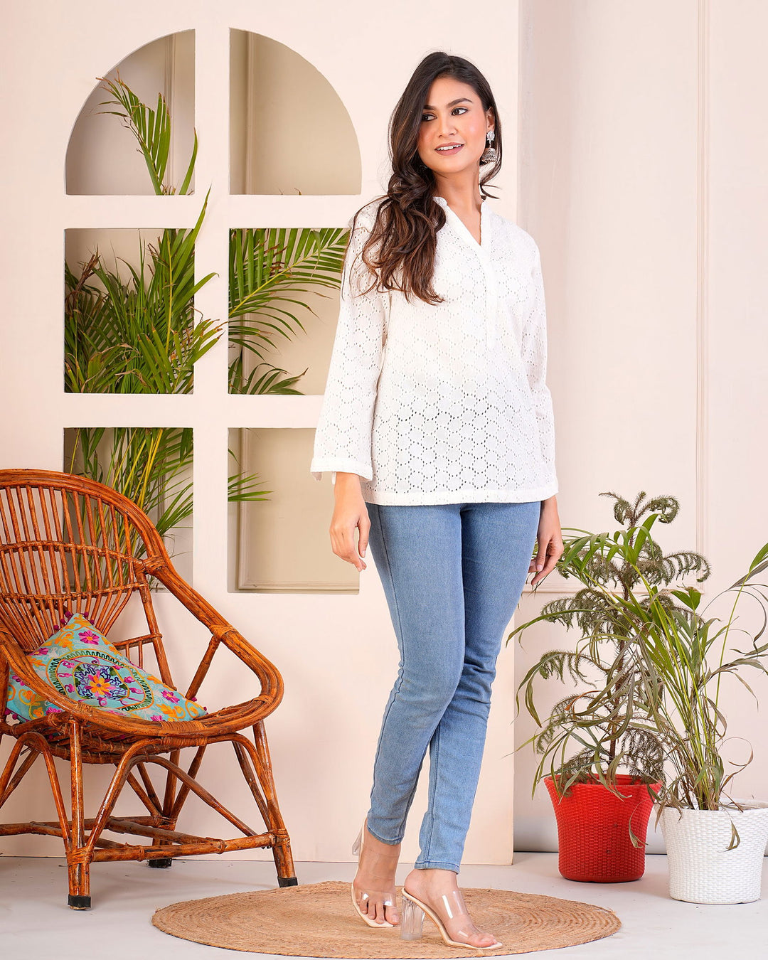 100% Cotton Schiffli Short Kurti - 100% Cotton Schiffli Short Kurti - 100% Cotton Schiffli Short Kurti - Palla Jaipur - Palla Jaipur - Palla Jaipur