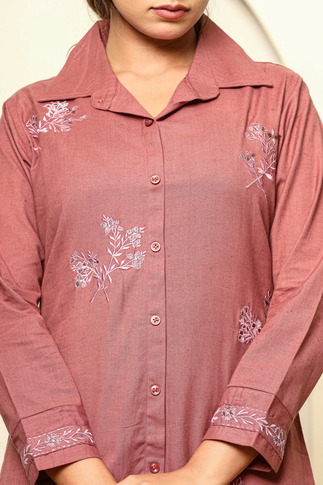 Rose taupe Hand Embroidery cord set