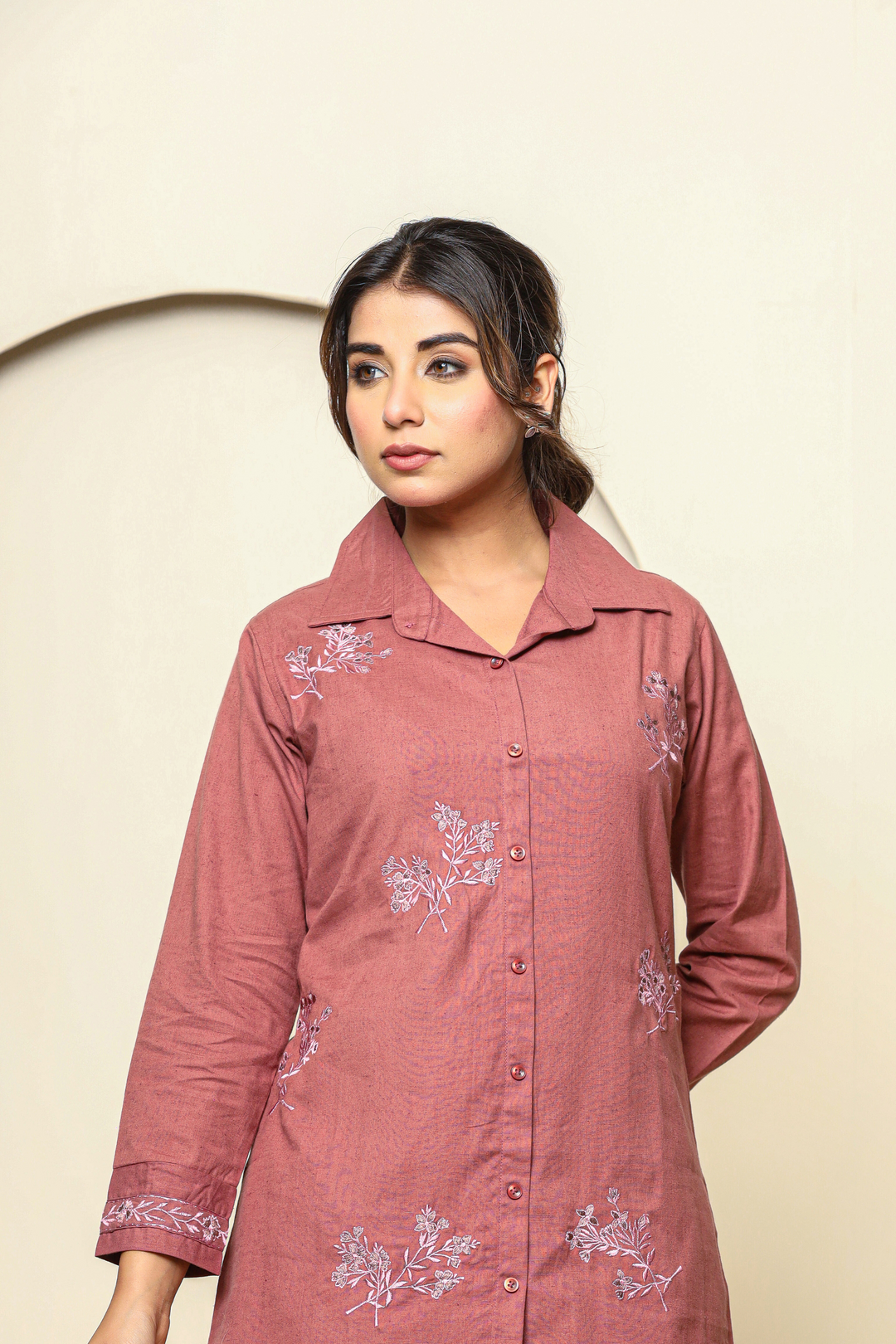 Rose taupe Hand Embroidery cord set