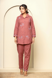 Rose taupe Hand Embroidery cord set