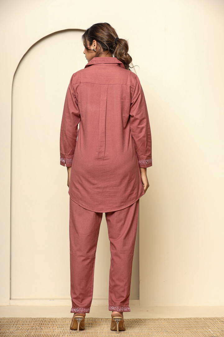 Rose taupe Hand Embroidery cord set