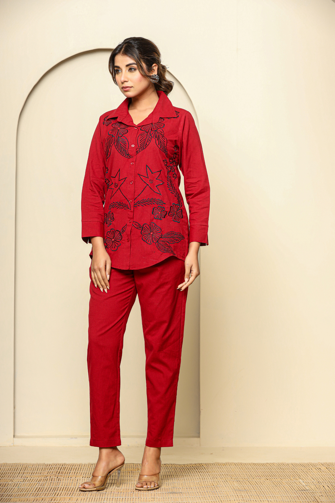 Rose taupe Hand Embroidery cord set