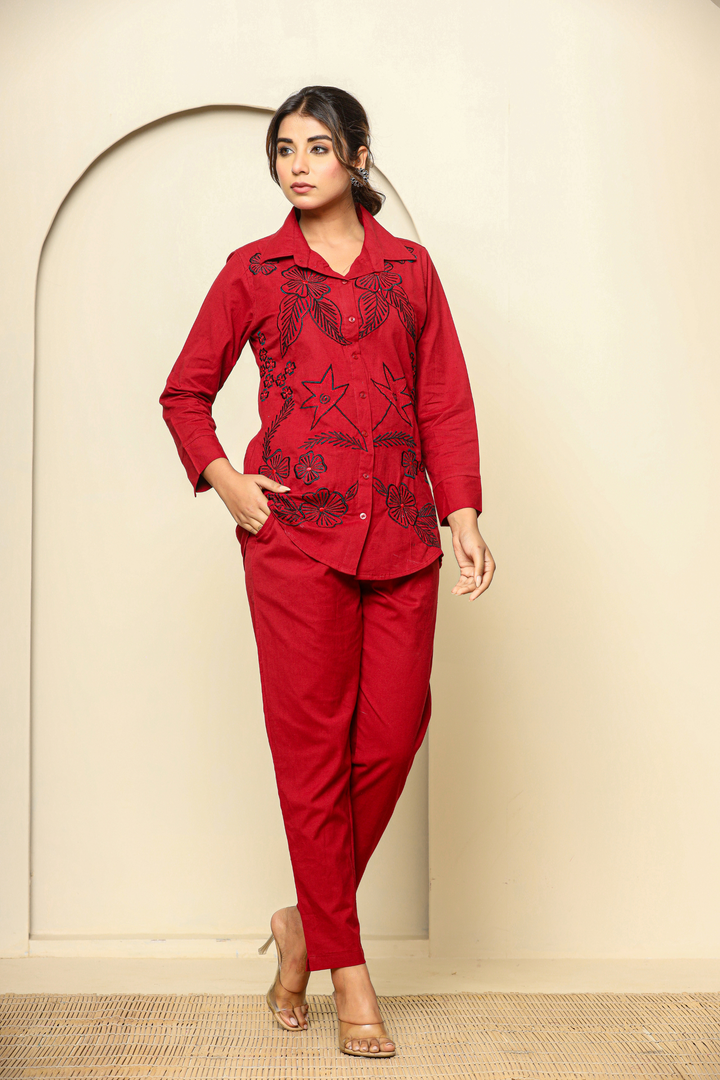 Rose taupe Hand Embroidery cord set