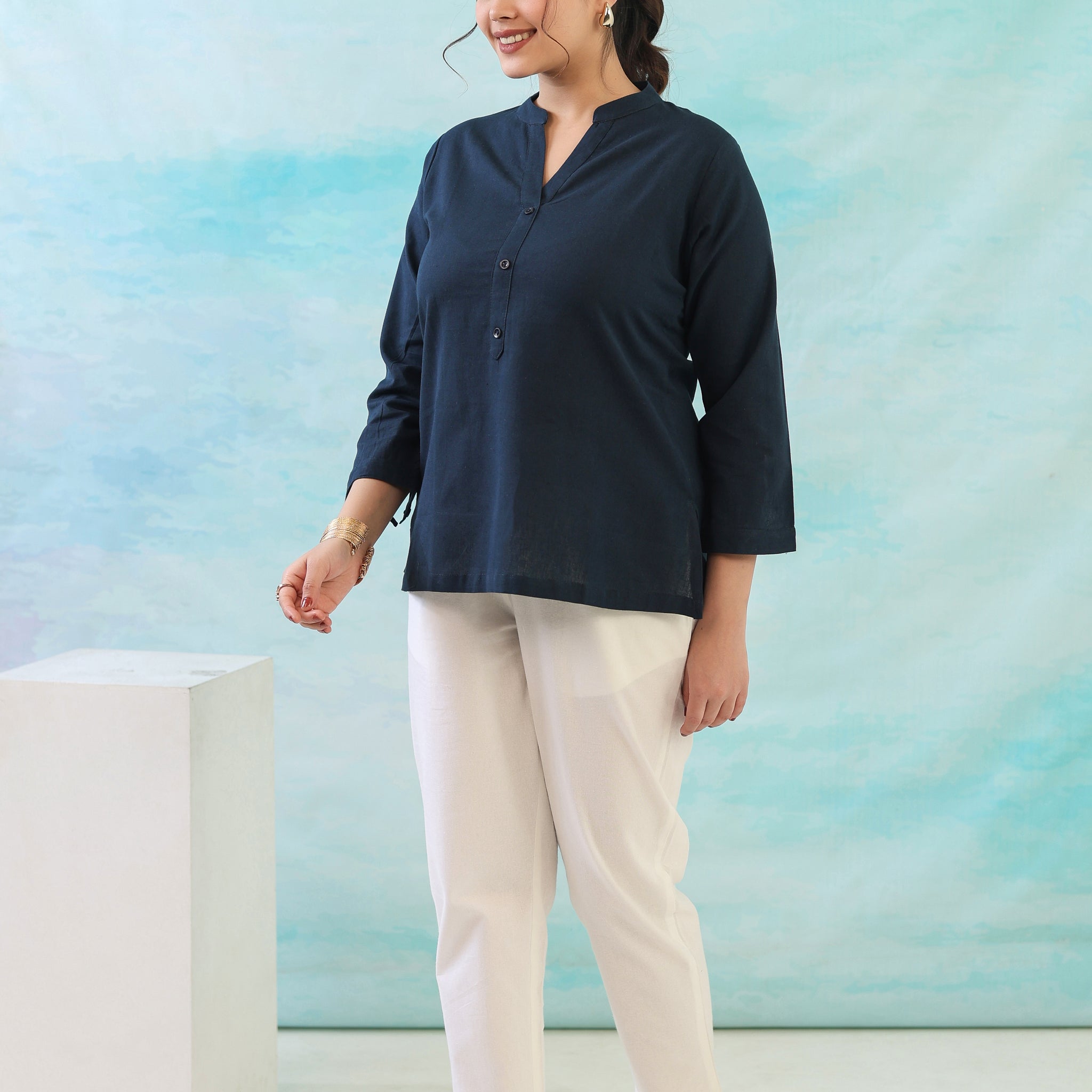 Navy Blue Short Kurti
