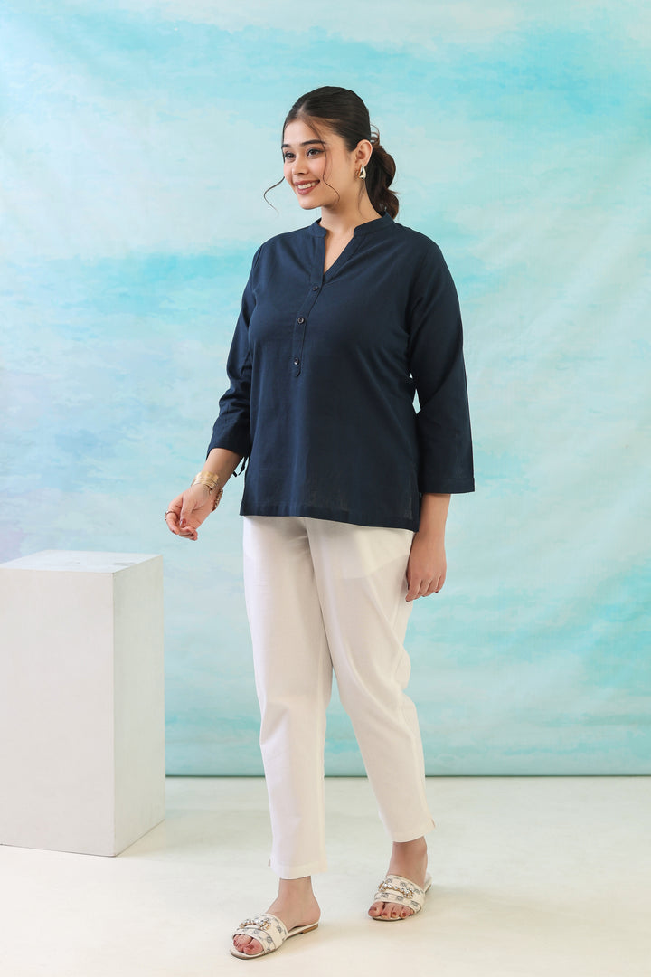 Navy Blue Short Kurti
