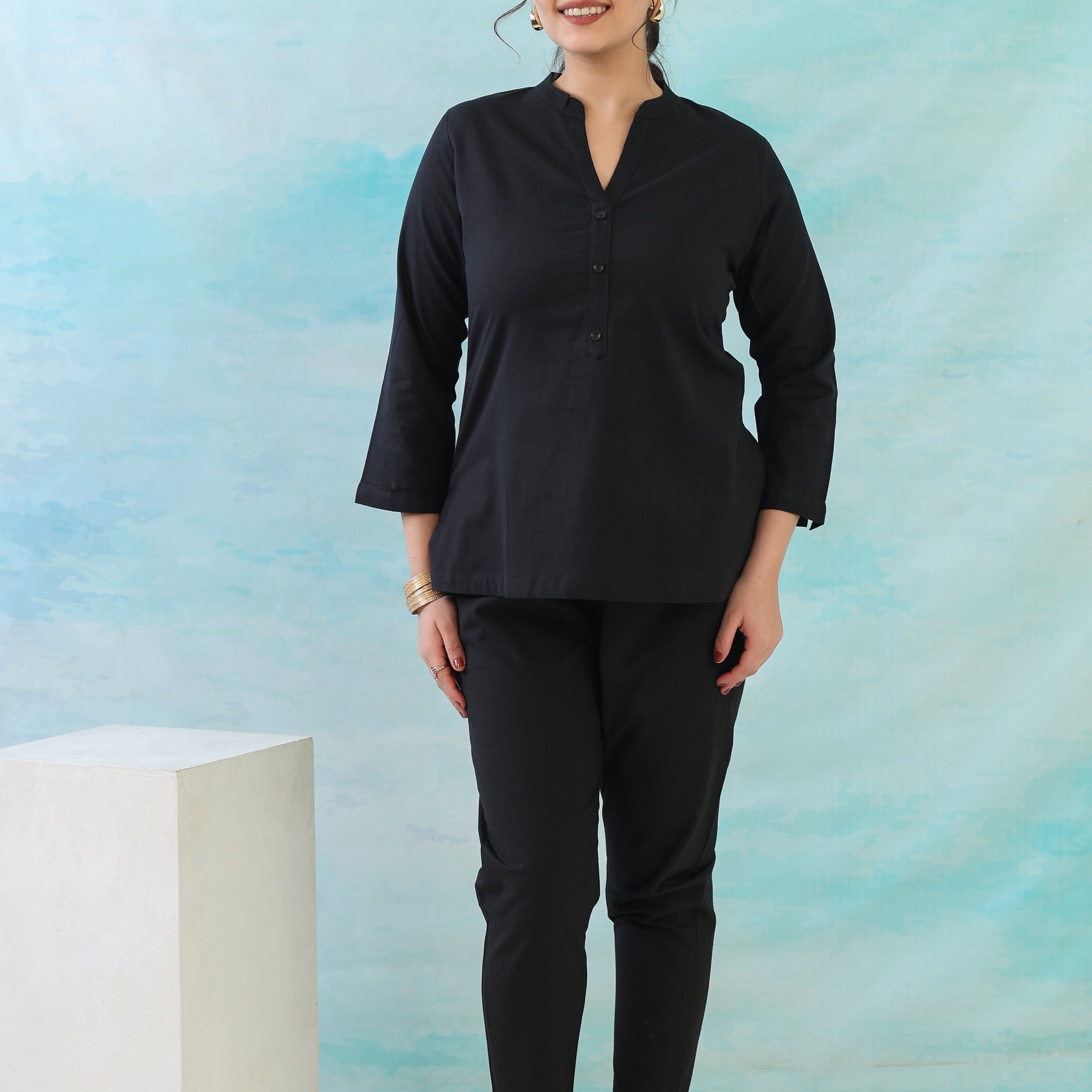 Bold Black Short Kurti