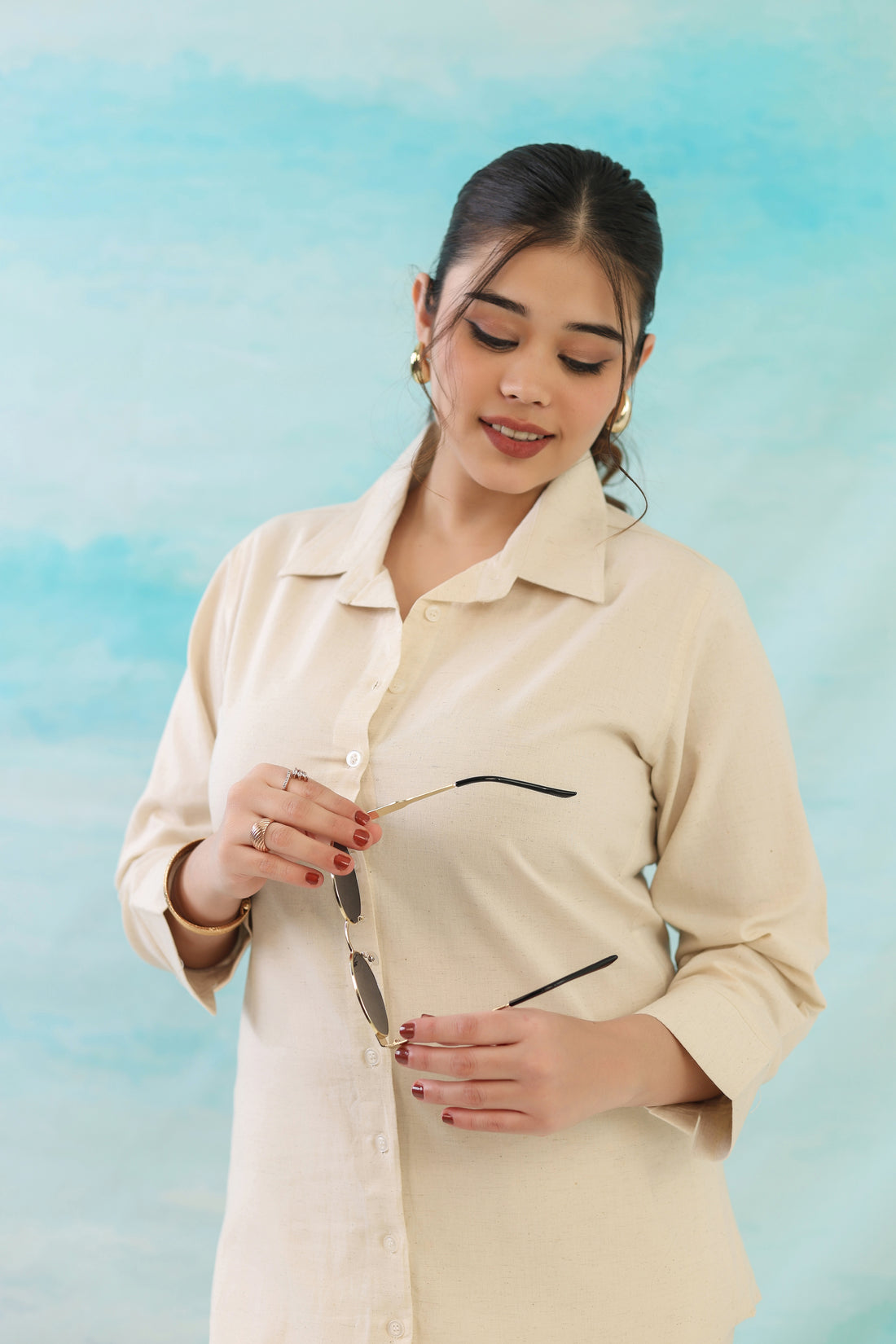 Off White Cotton Linen Shirt