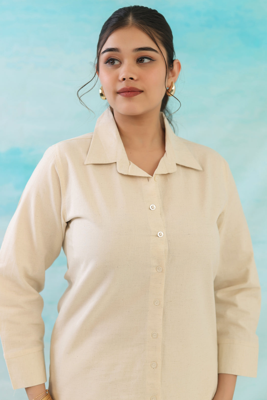 Off White Cotton Linen Shirt