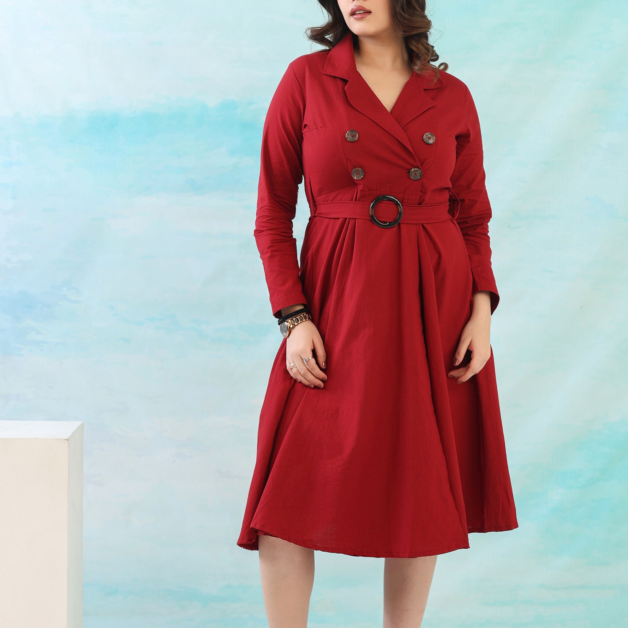 Maroon Cotton Princess Dress
