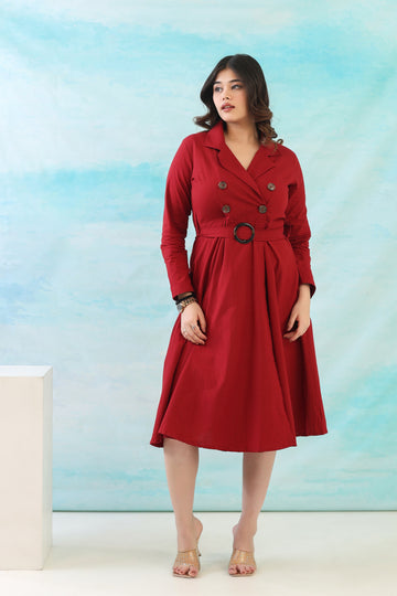 Maroon Cotton Princess Dress