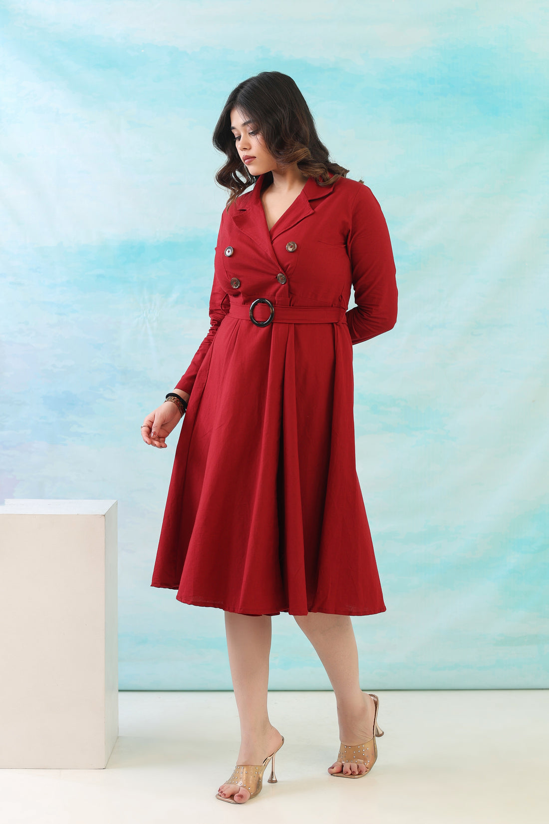 Maroon Cotton Princess Dress