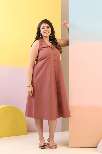 Rose Taupe Cotton Linen Dress