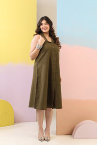 Bottle Green Linen Dress