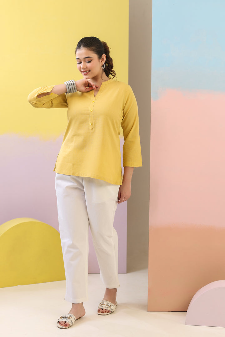 Yellow Short Kurti