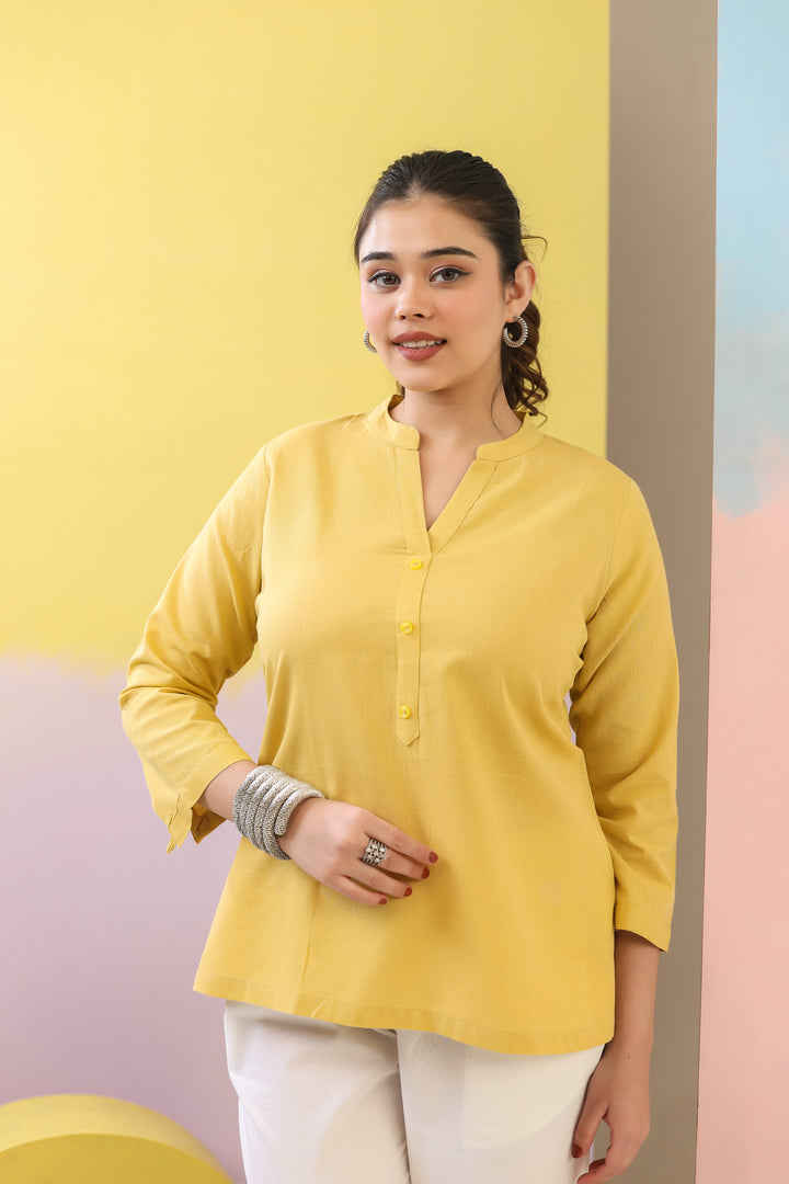 Yellow Short Kurti