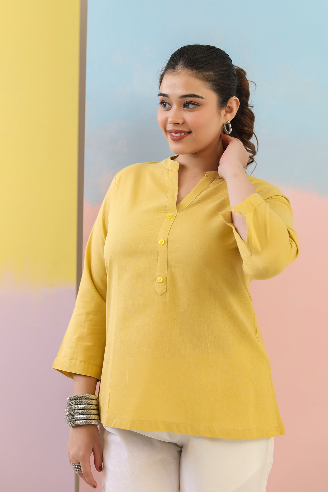 Yellow Short Kurti