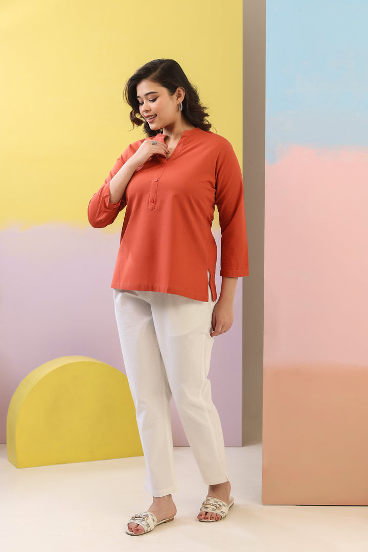 Red Rust Short Kurti