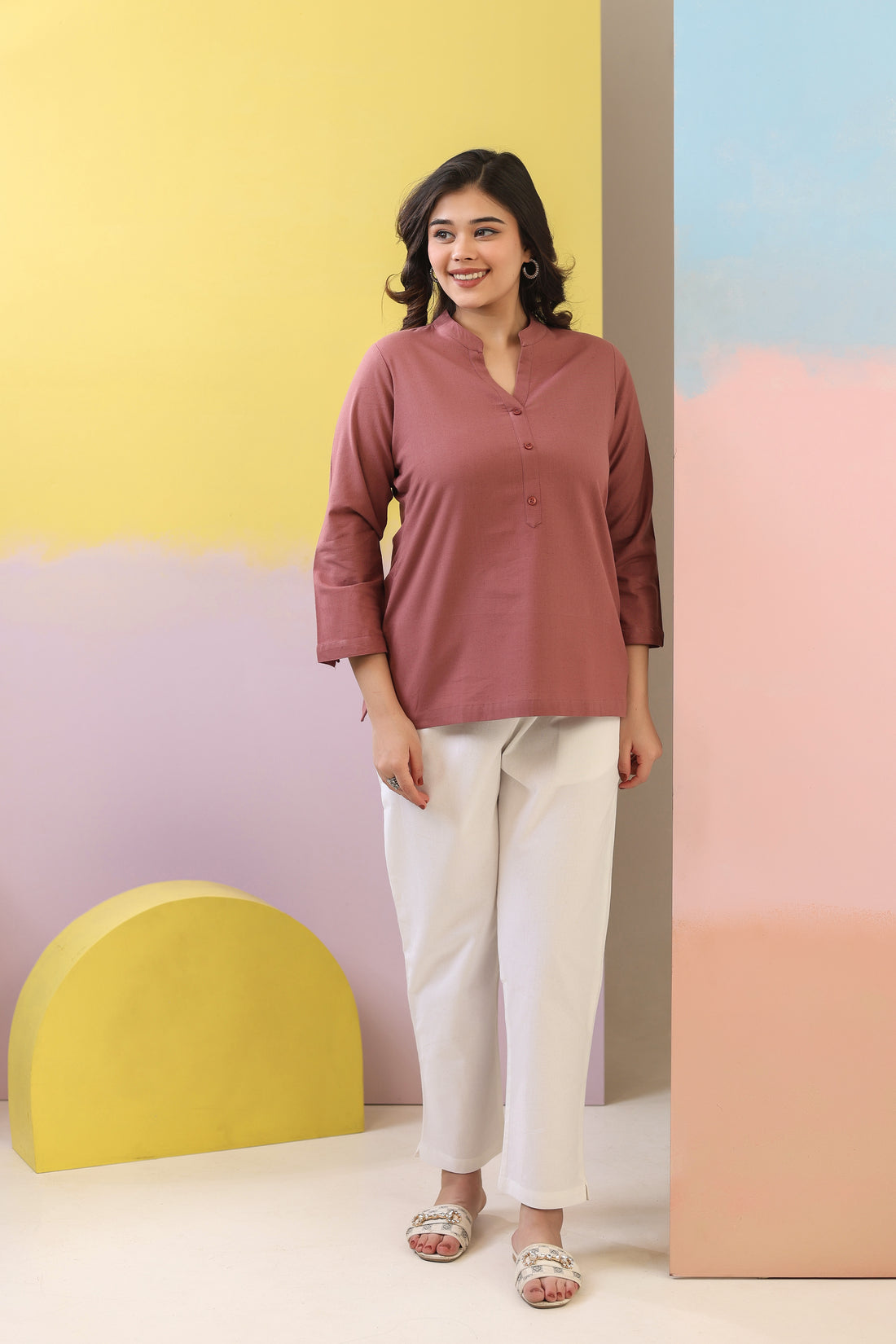 Rose Taupe Short Kurti