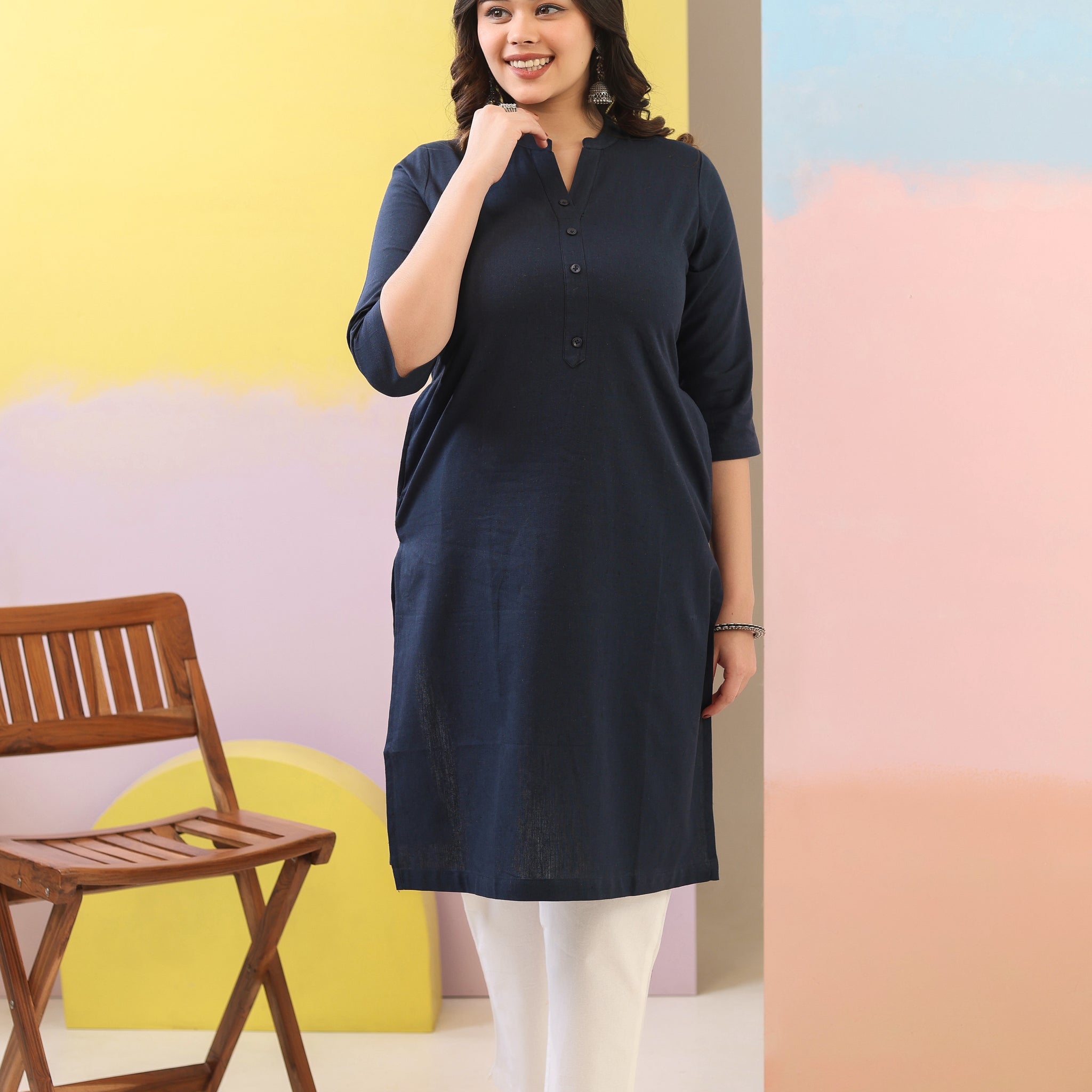 Blue Straight Kurti