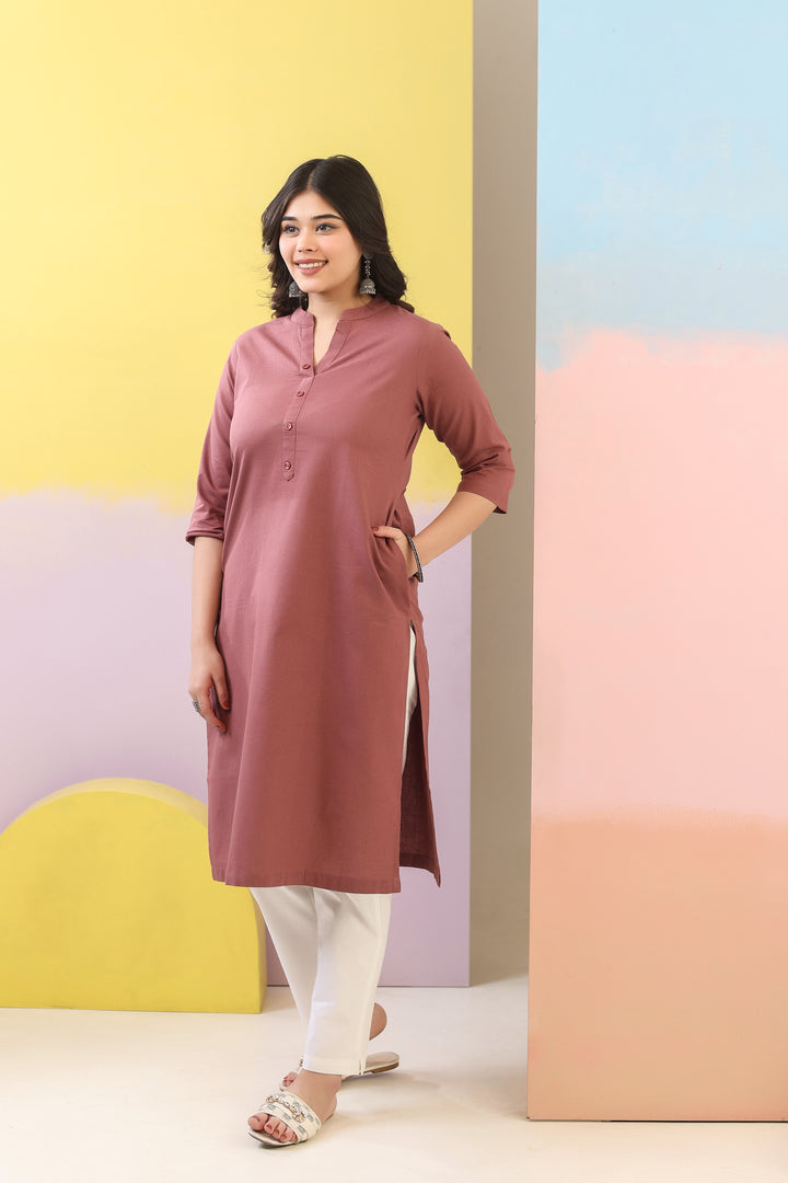 Rose Taupe Straight Kurti