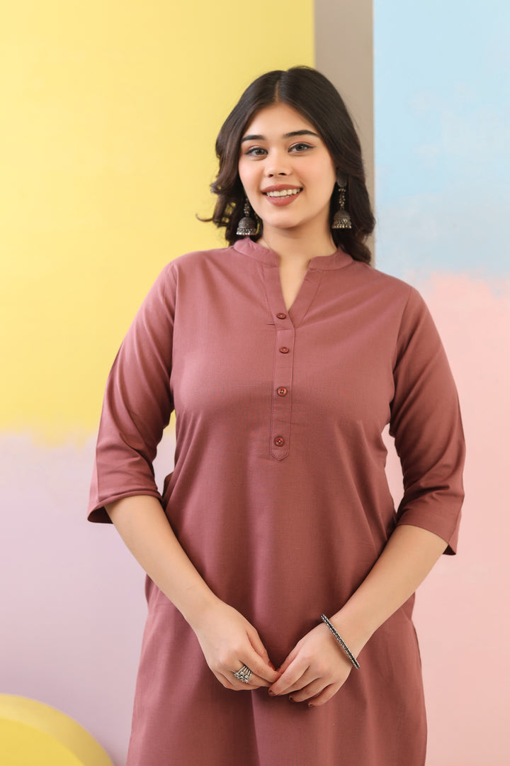 Rose Taupe Straight Kurti