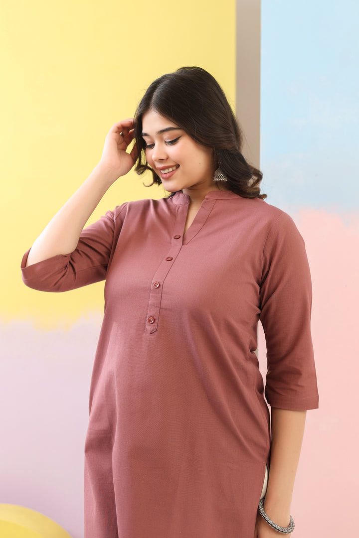 Rose Taupe Straight Kurti