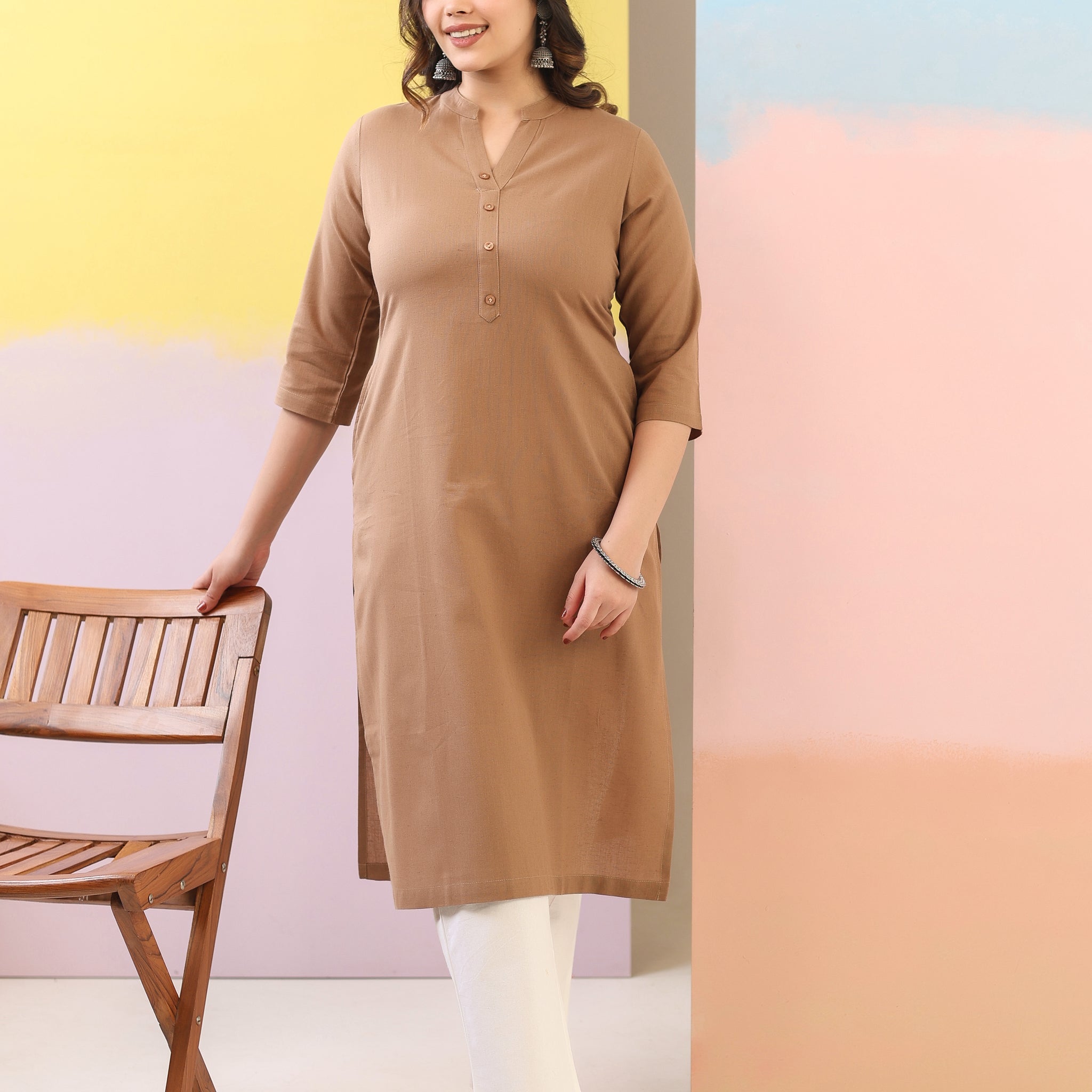 Mocha Brown Straight Kurti