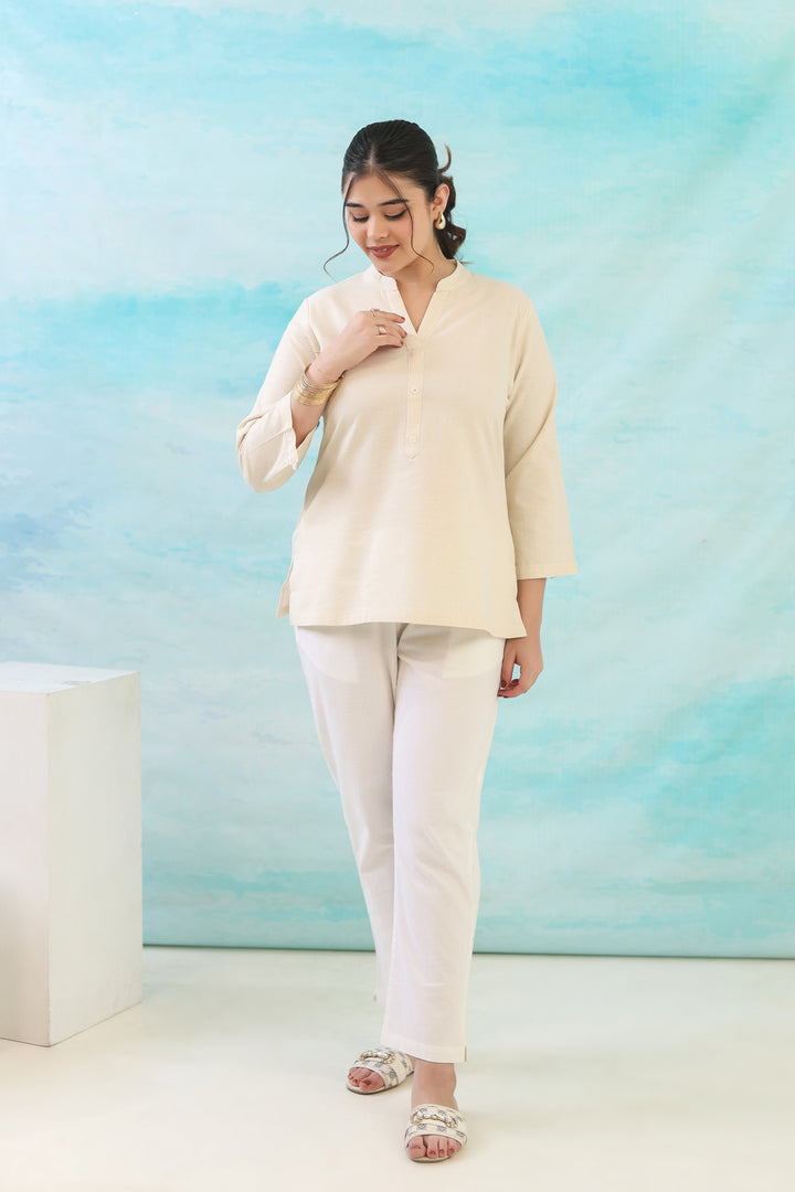 Natural Off White Short Kurti