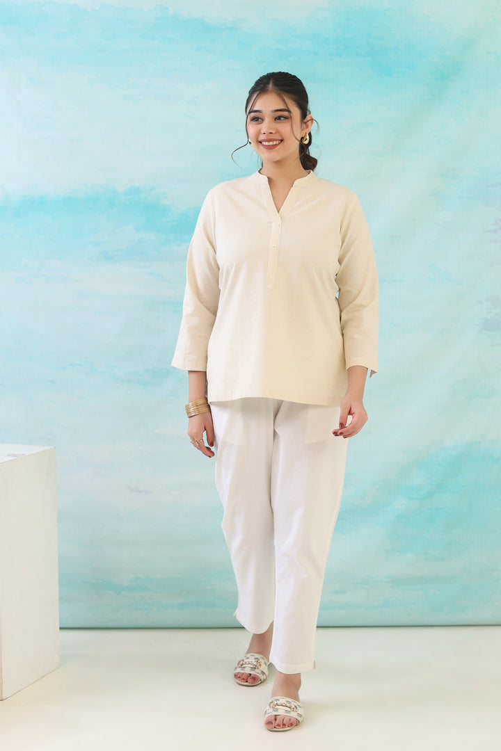 Natural Off White Short Kurti