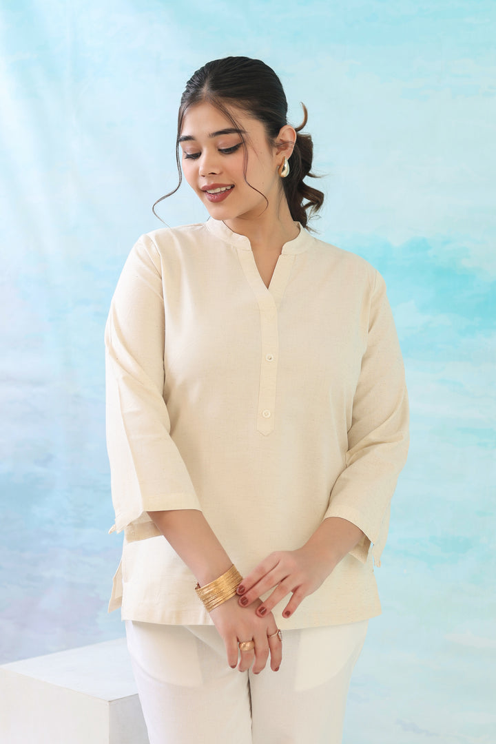 Natural Off White Short Kurti