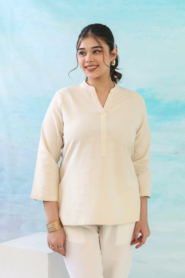 Natural Off White Short Kurti