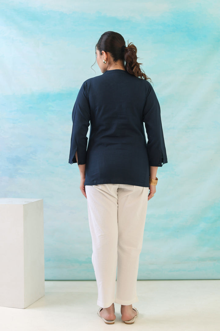 Navy Blue Short Kurti