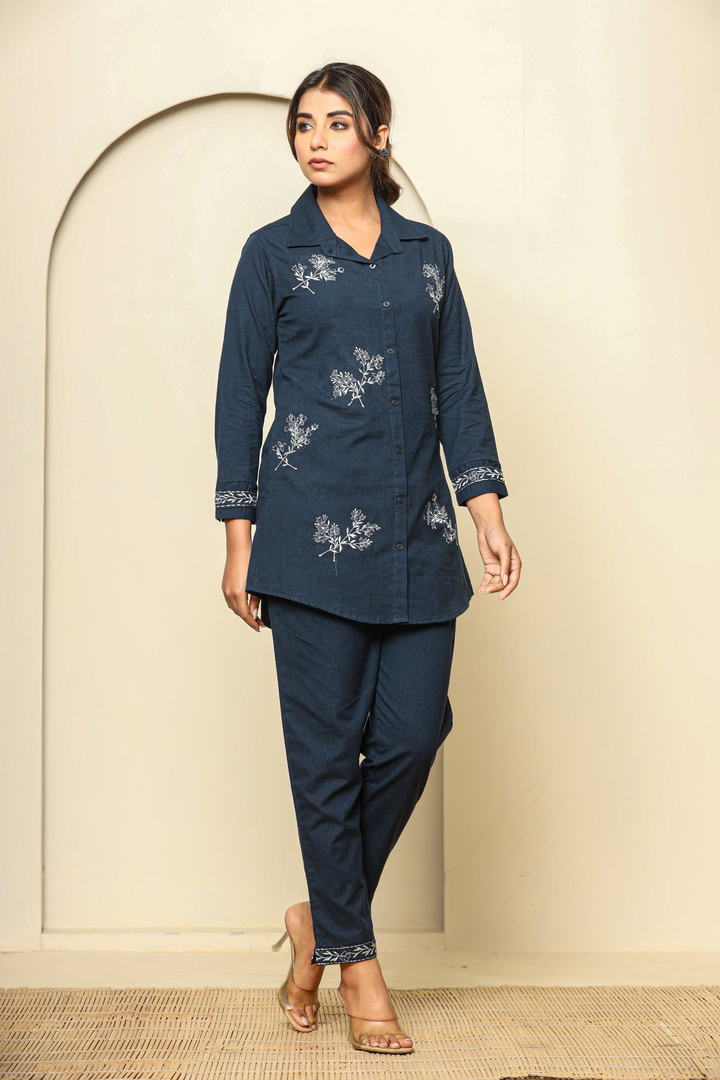 Blue Hand Embroidery cord set