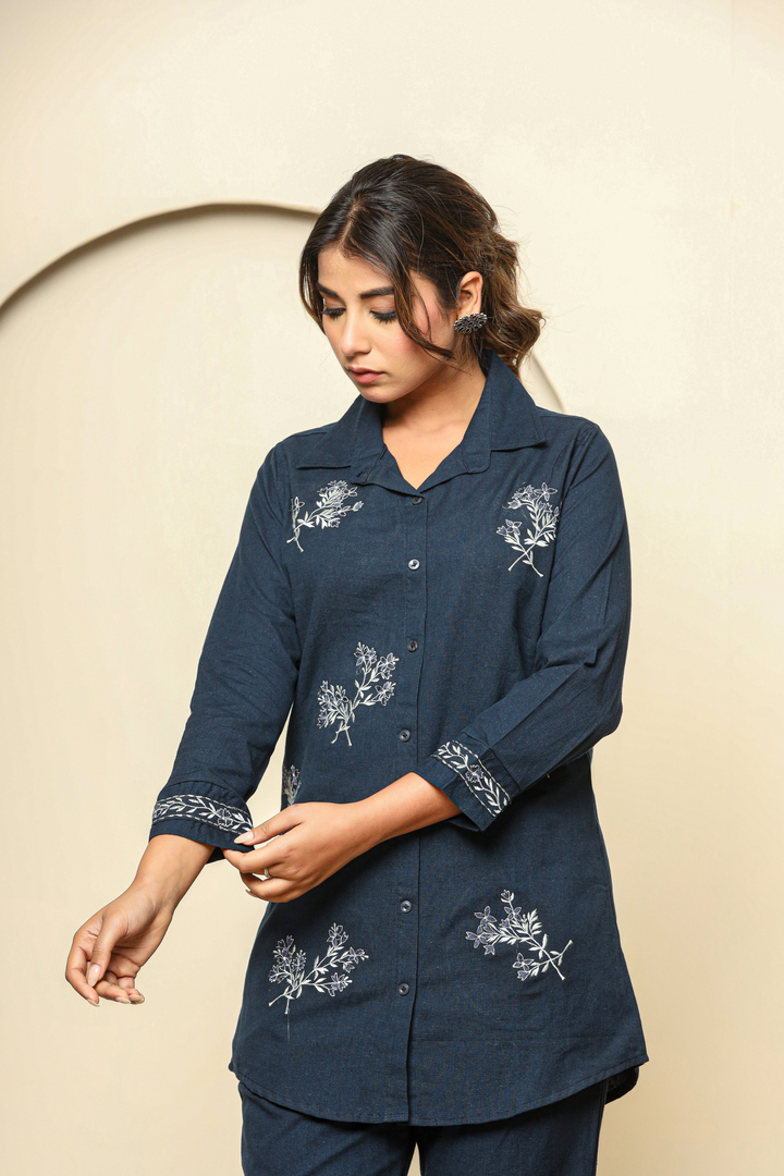 Blue Hand Embroidery cord set