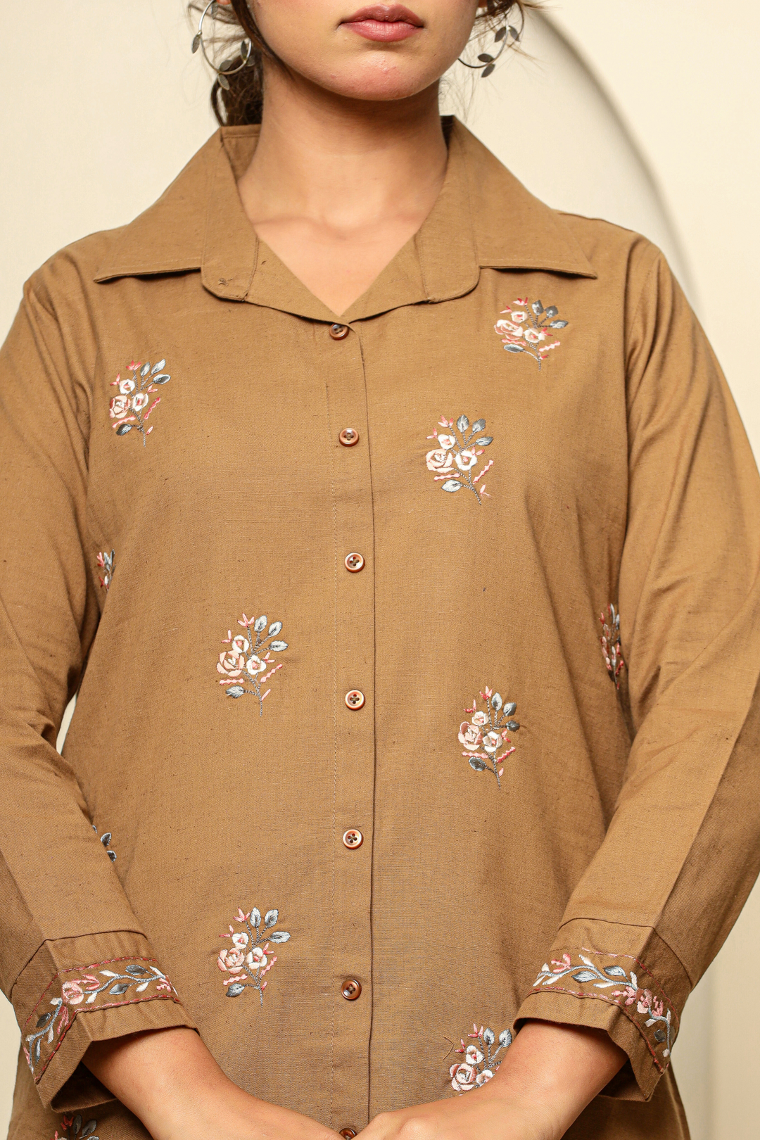 Mocha brown hand embroidery cord set