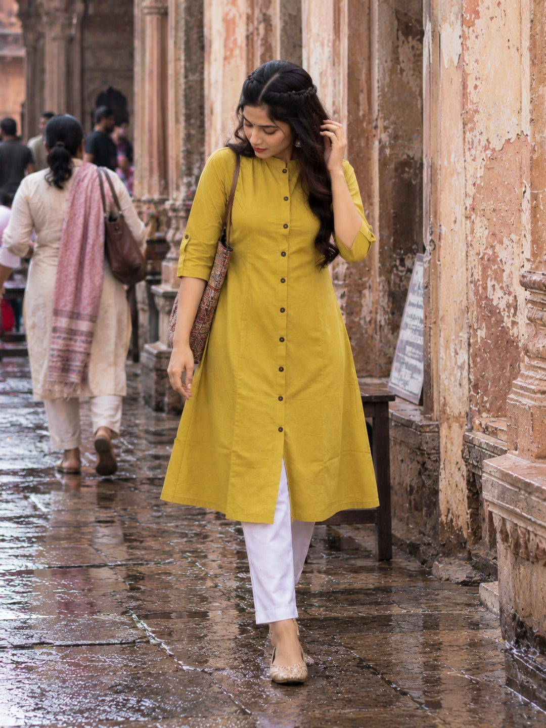 Haldi Bloom A-Line Kurti