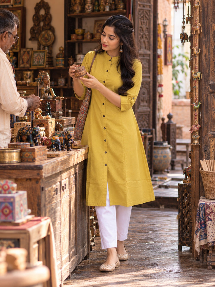 Haldi Bloom A-Line Kurti