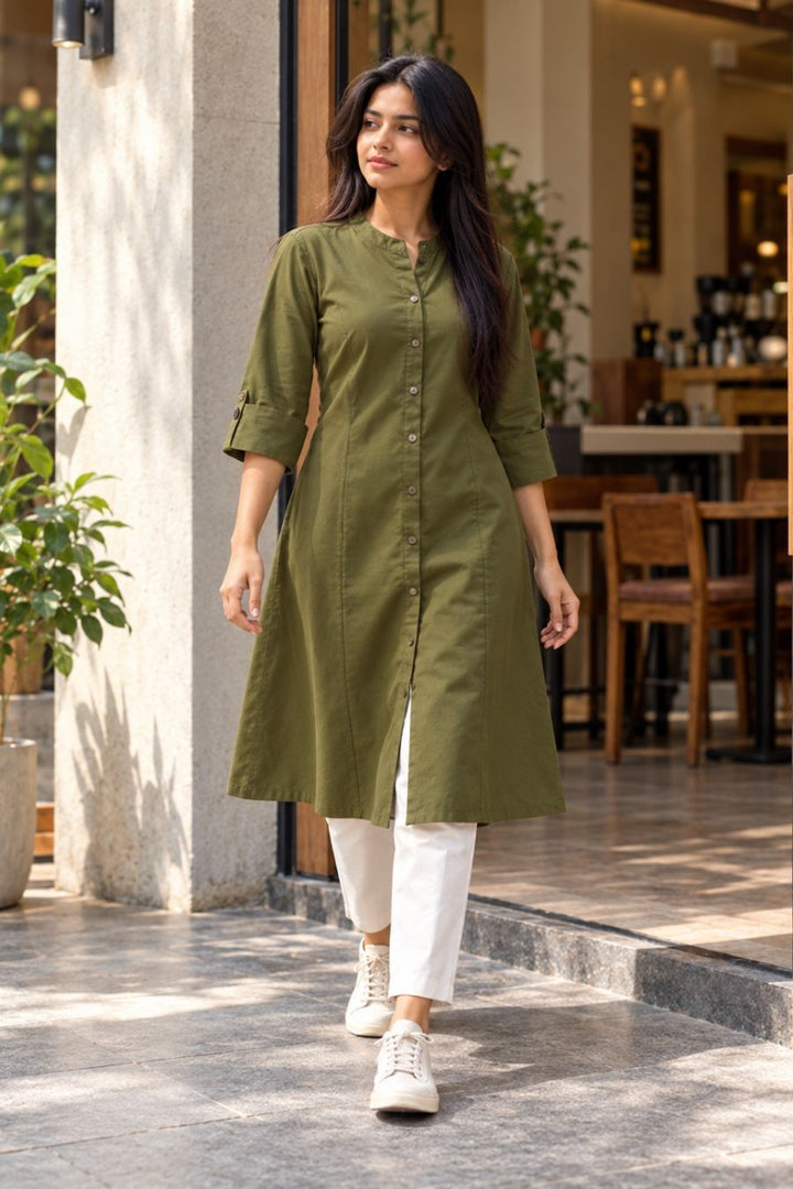 Olive Grace A-Line Kurti