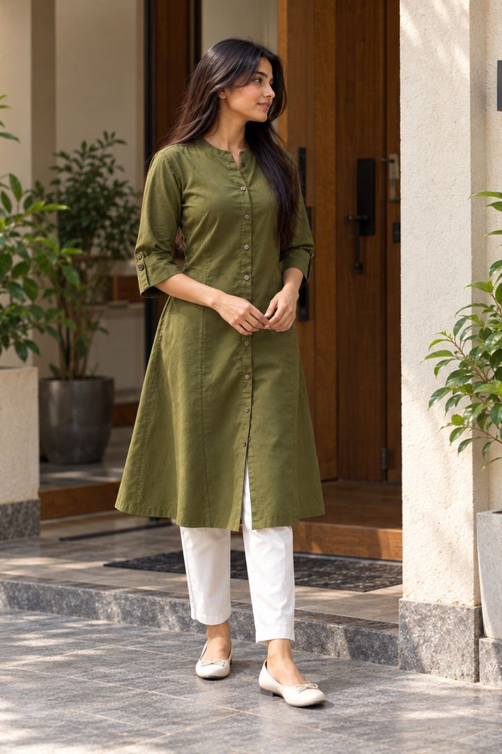 Olive Grace A-Line Kurti