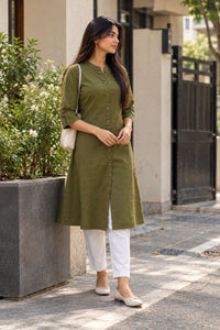 Olive Grace A-Line Kurti