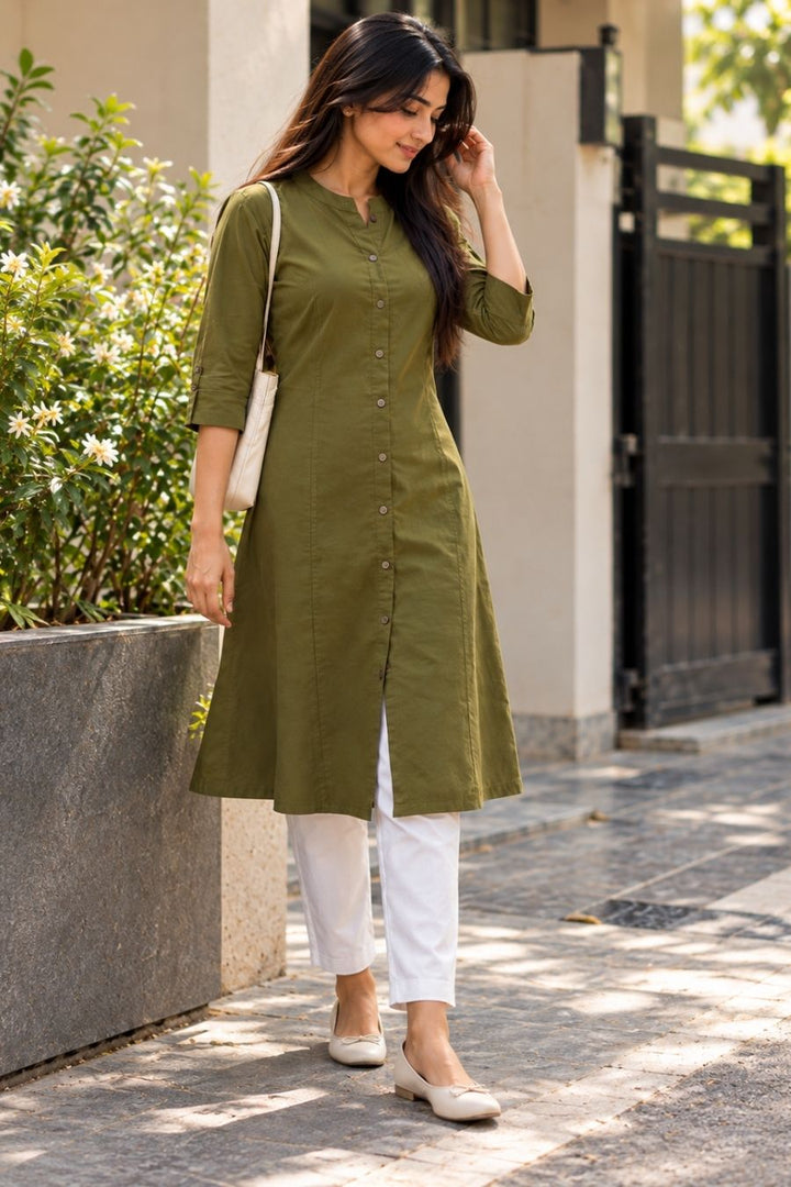 Olive Grace A-Line Kurti