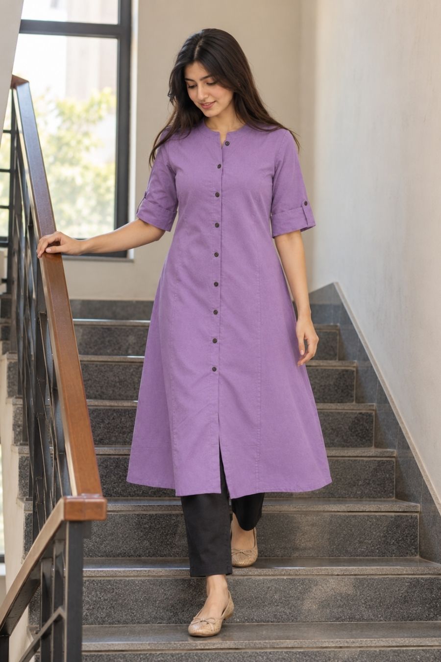 Lavender Aura A-Line Kurti