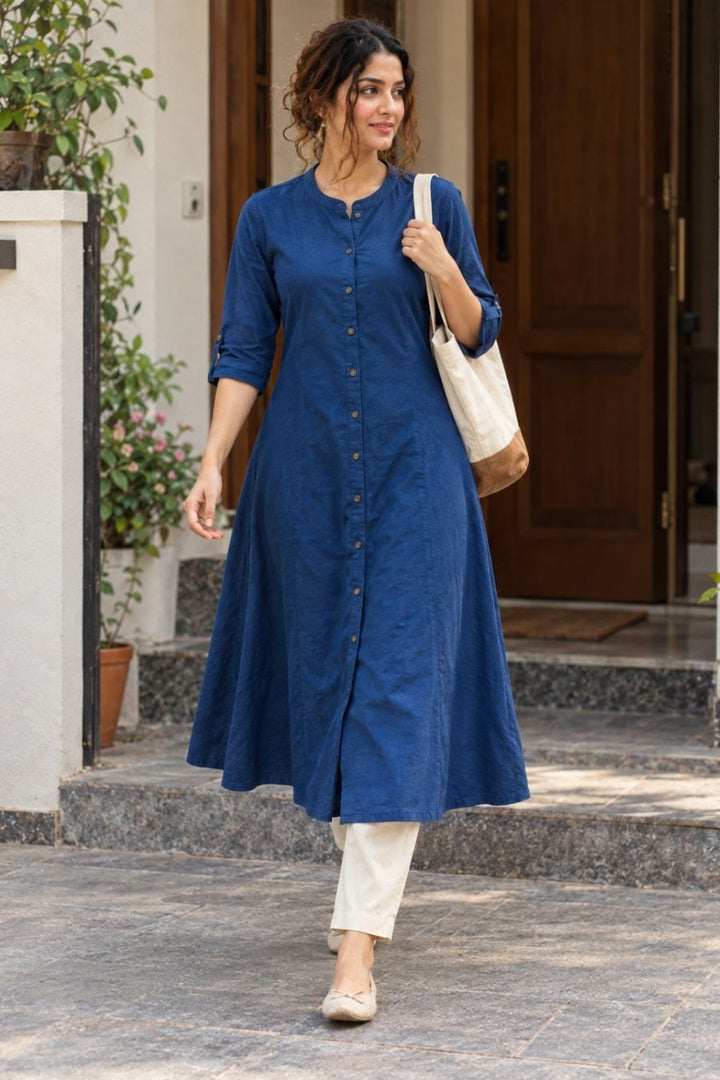 Royal Blue A-Line Kurti