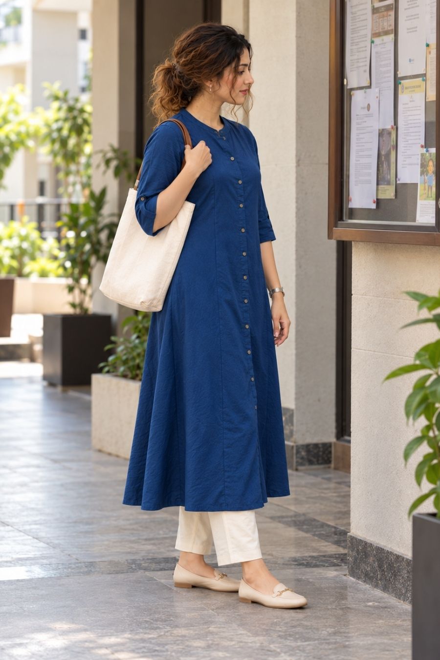 Royal Blue A-Line Kurti