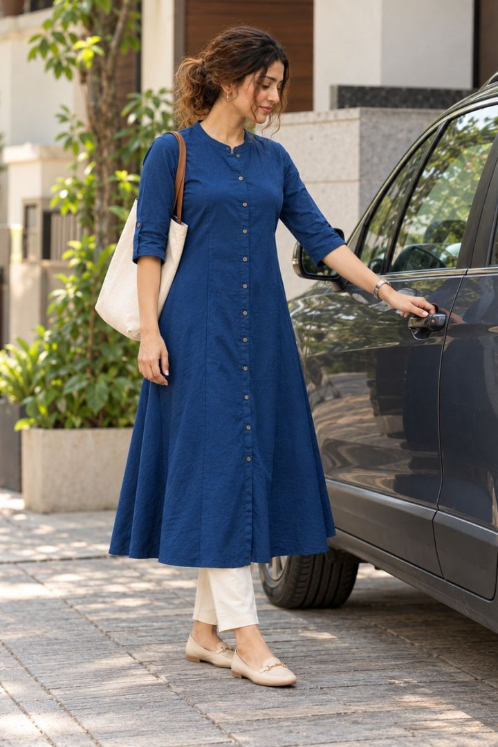 Royal Blue A-Line Kurti