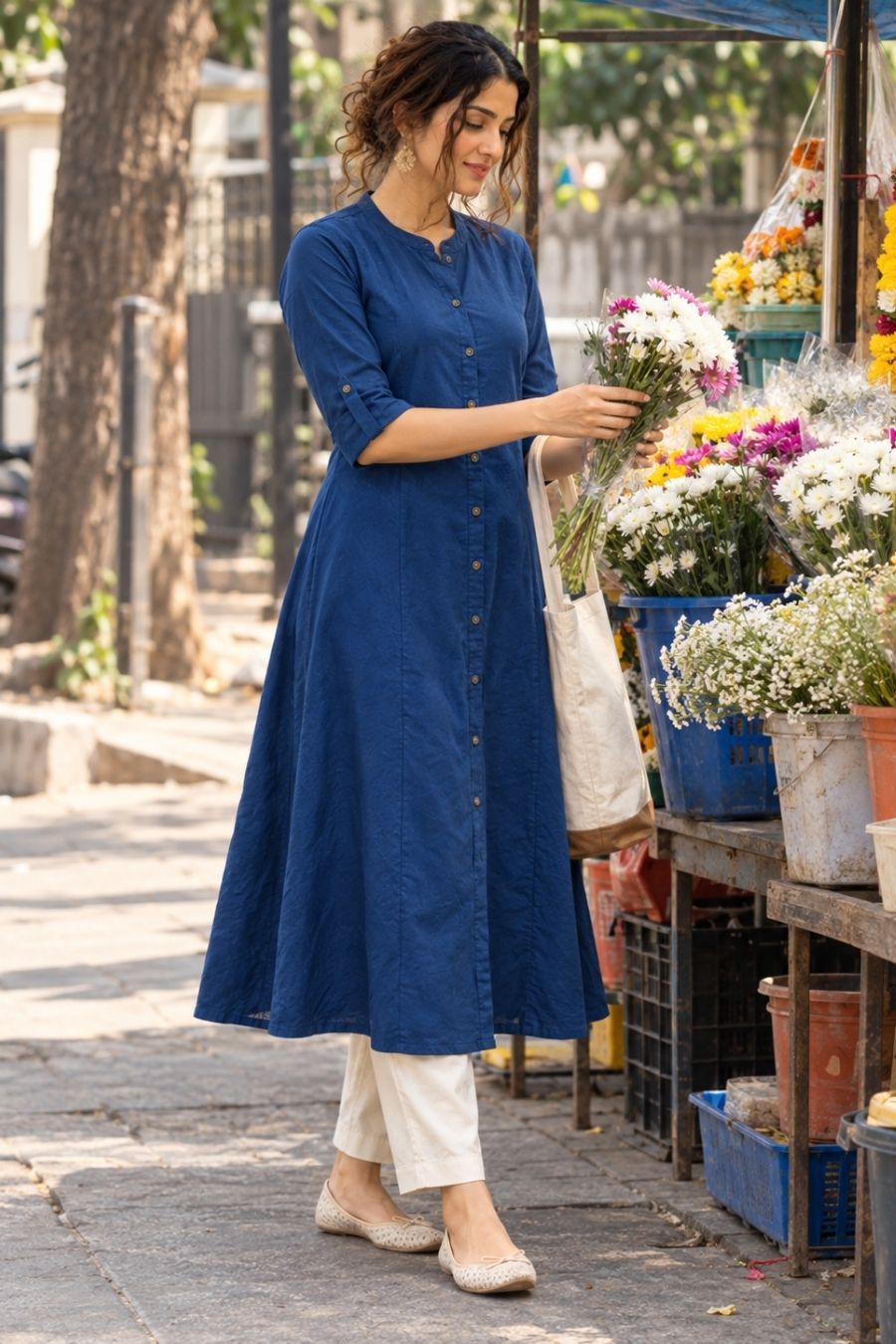 Royal Blue A-Line Kurti