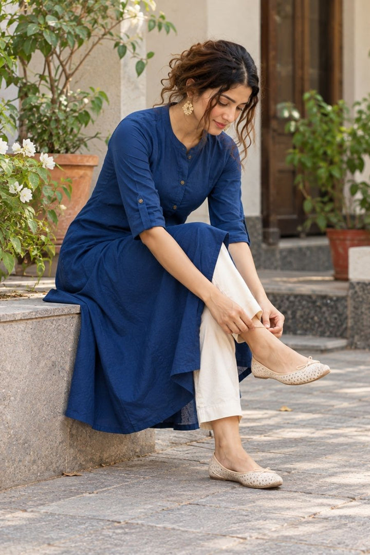 Royal Blue A-Line Kurti